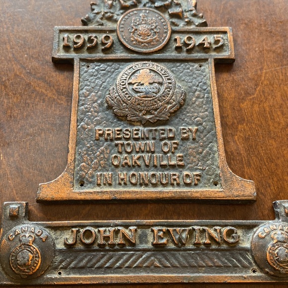 WW2 WWII CANADIAN PLAQUE PRESENTED BY THE TOWN OF OAKVILLE ONTARIO - Picture 5 of 8